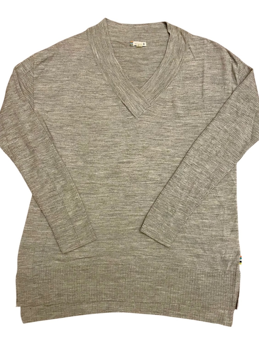 Smartwool Light Gray V-Neck Merino Wool Sweater- Size L